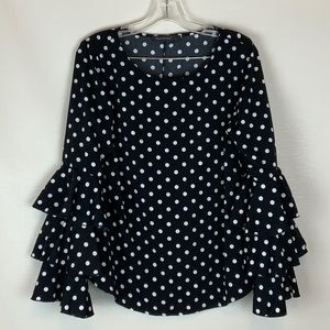 Ruffle Sleeve Top Polka Dot Size Medium